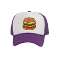 thumbnail image 1 of Top Headwear Hamburger Cheeseburger Trucker Hat - Men's Snapback Burger Food Cap White/Purple, 1 of 2