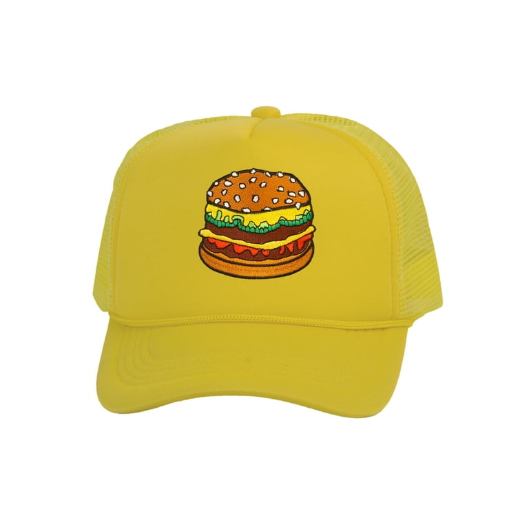 Top Headwear Hamburger Cheeseburger Trucker Hat - Men's Snapback Burger  Food Cap Yellow