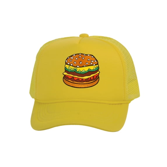 Top Headwear Hamburger Cheeseburger Trucker Hat - Men's Snapback Burger Food Cap Yellow