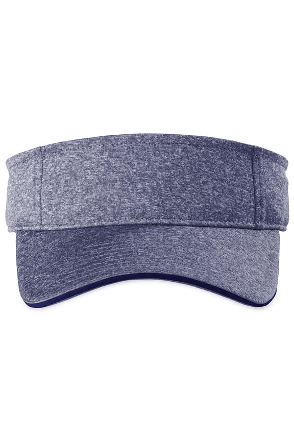 Top Headwear Heather Adjustable Visor - True Navy Heather/True Navy