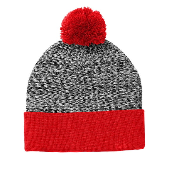 Top Headwear Heather Pom Pom Beanie - True Red