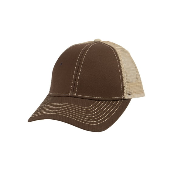 Top Headwear Heavy Cotton Twill Trucker Cap - Brown/Tan
