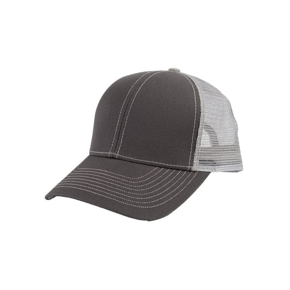 Top Headwear Heavy Cotton Twill Trucker Cap - Dark Grey/Grey