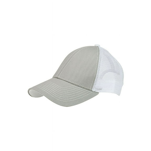 Top Headwear Heavy Cotton Twill Trucker Cap - Light Grey/White