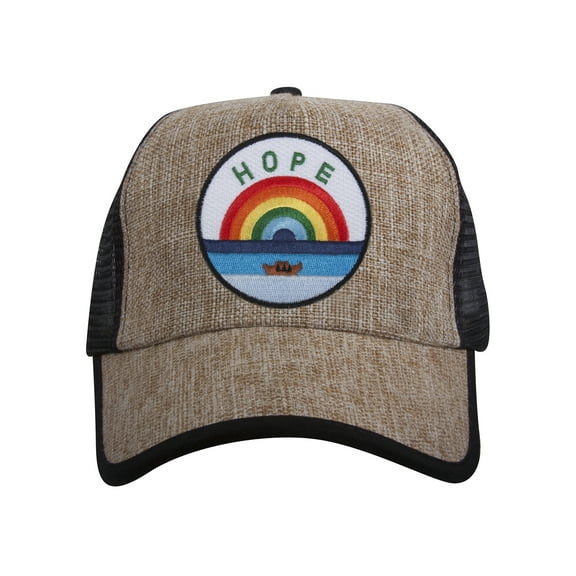 Top Headwear Hope Rainbow Straw Adjustable Trucker Hat - Natural/Black