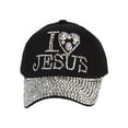 thumbnail image 1 of Top Headwear I Love Jesus Hat - Womens Rhinestone Crystal Pattern Baseball Hat Black Silver, 1 of 4