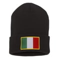 thumbnail image 1 of Top Headwear Italia Italy Flag Beanie - Men's Womens Long Winter Cuff Beanie Cap, Black, 1 of 3