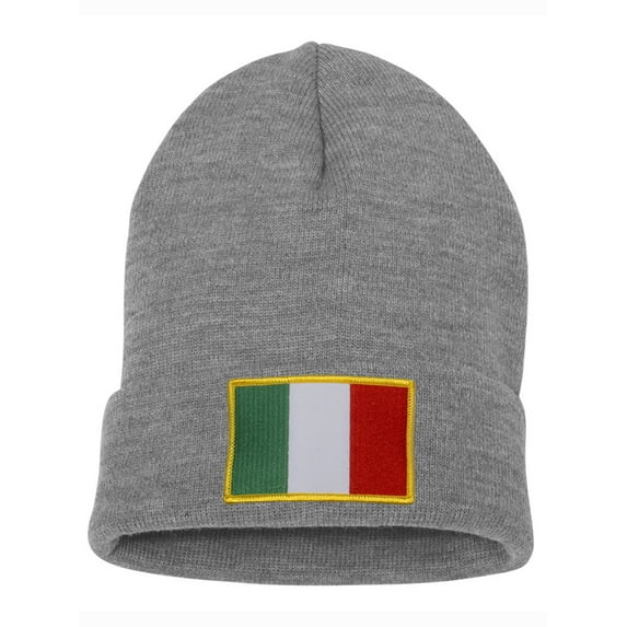 Top Headwear Italia Italy Flag Beanie - Men's Womens Long Winter Cuff Beanie Cap, Heather Grey