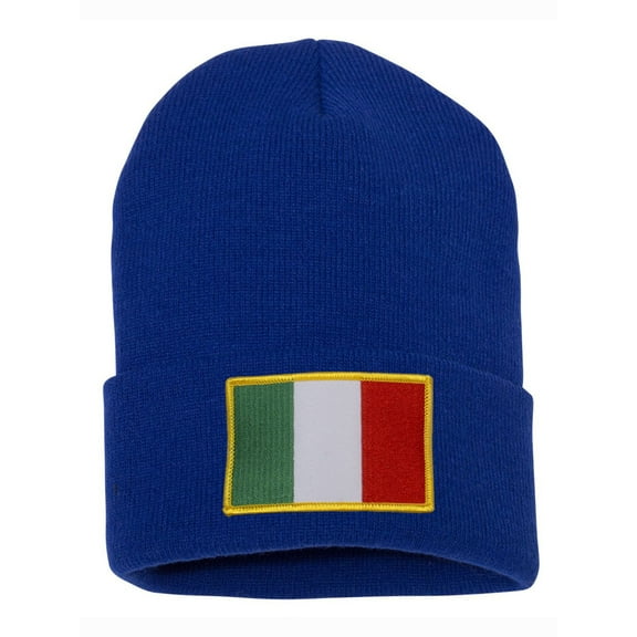 Top Headwear Italia Italy Flag Beanie - Men's Womens Long Winter Cuff Beanie Cap, Royal