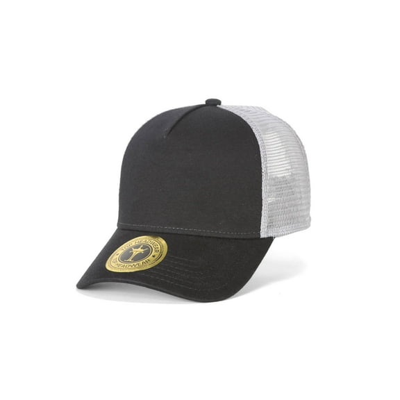 Top Headwear Jersey Knit Five Panel Pro Style Mesh Back Caps, Black Grey