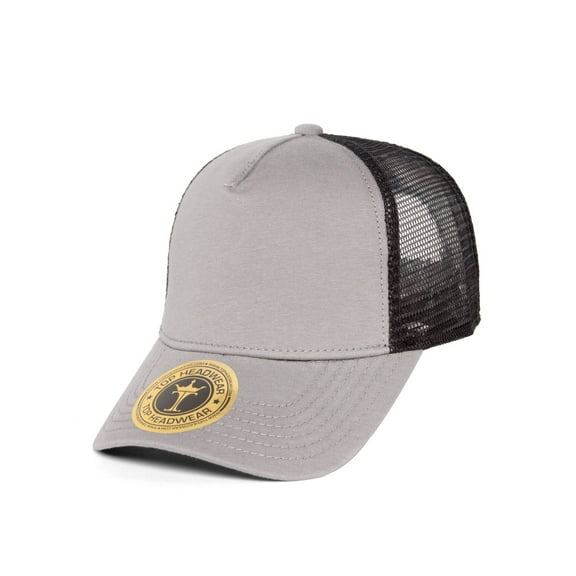 Top Headwear Jersey Knit Five Panel Pro Style Mesh Back Caps, Grey/Black