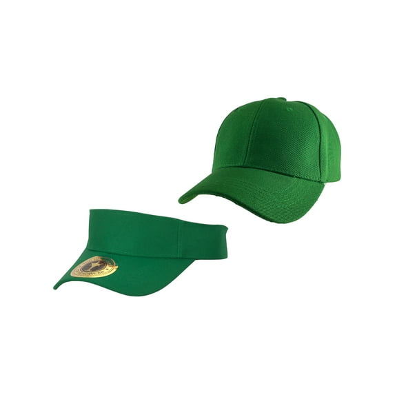 Top Headwear Kids Baseball Cap and Visor Combo Pack - Kelly Green