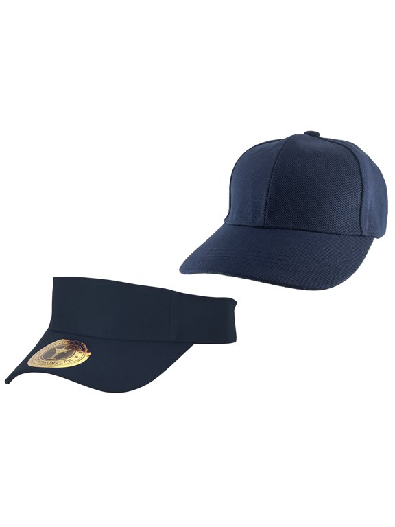 Top Headwear Kids Baseball Cap and Visor Combo Pack - Navy