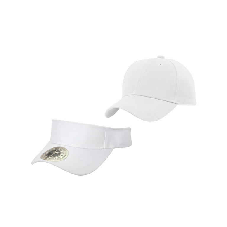 Top Headwear Kids Baseball Cap and Visor Combo Pack White