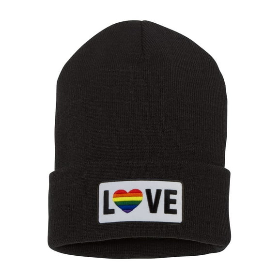 Top Headwear LGBTQ Love Pride Beanie - Men's Women's Winter Cuff Rainbow Beanie Cap, Black