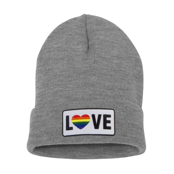 Top Headwear LGBTQ Love Pride Beanie - Men's Women's Winter Cuff Rainbow Beanie Cap, Heather Grey