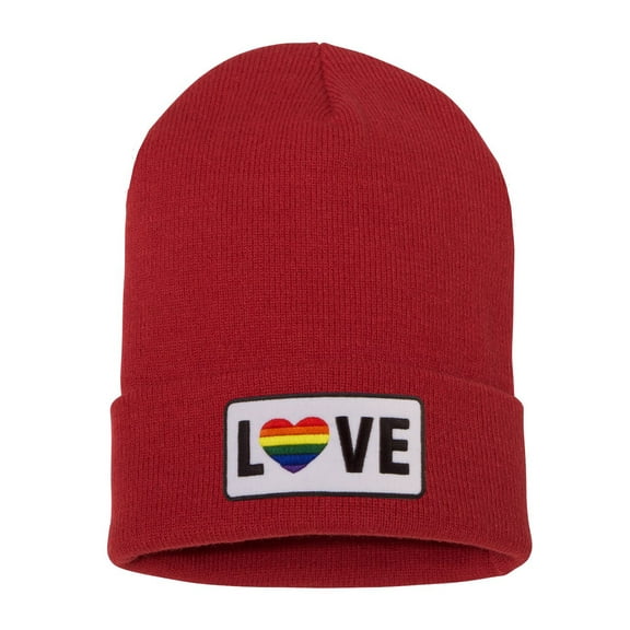 Top Headwear LGBTQ Love Pride Beanie - Men's Women's Winter Cuff Rainbow Beanie Cap, Red