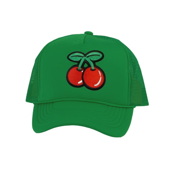 Top Headwear Large Cherry Hat - Mens Womens Cherries Snapback Trucker Cap Kelly Green