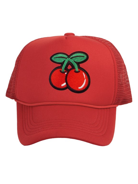 Top Headwear Large Cherry Hat - Mens Womens Cherries Snapback Trucker Cap Red