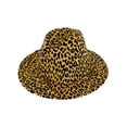 thumbnail image 1 of Top Headwear Leopard Cheetah Print Wide Brim Felt Fedora Panama Hat  - Beige, 1 of 1