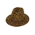 thumbnail image 1 of Top Headwear Leopard Cheetah Print Wide Brim Felt Fedora Panama Hat  - Brown, 1 of 1