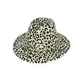 thumbnail image 1 of Top Headwear Leopard Cheetah Print Wide Brim Felt Fedora Panama Hat  - Ivory, 1 of 1