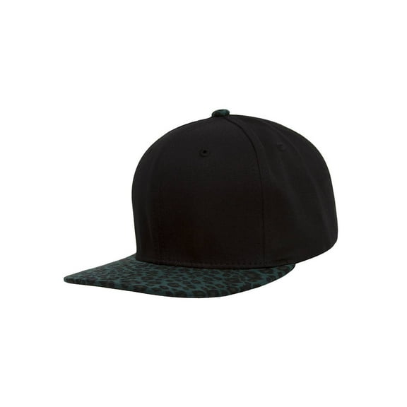 Top Headwear Leopard Print Two-Tone Adjustable Snapback - Black/Teal