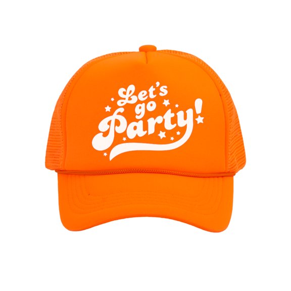 Top Headwear Let's Go Party Hat- Women's Pink Adult Outfit Accessory Trucker, Neon Orange