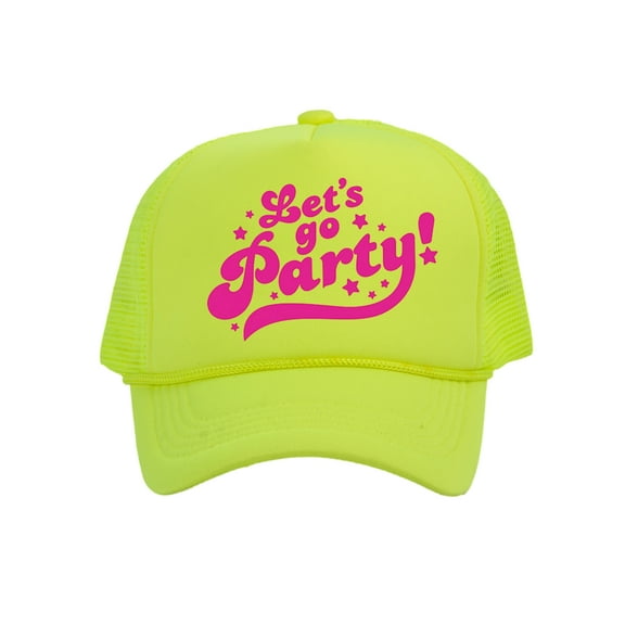 Top Headwear Let's Go Party Hat- Women's Pink Adult Outfit Accessory Trucker, Neon Yellow