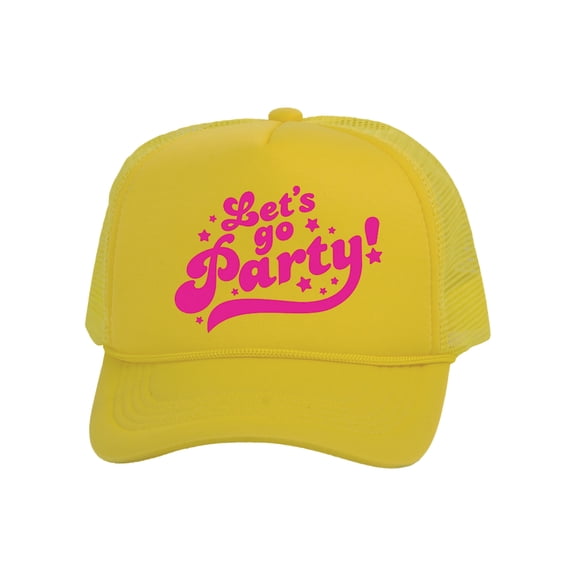 Top Headwear Let's Go Party Hat- Women's Pink Adult Outfit Accessory Trucker, Yellow
