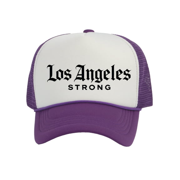 Top Headwear Los Angeles Strong Hat - LA Snapback Trucker Cap White/Purple