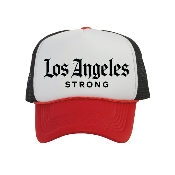 Top Headwear Los Angeles Strong Hat - LA Snapback Trucker Cap White/Red/Black