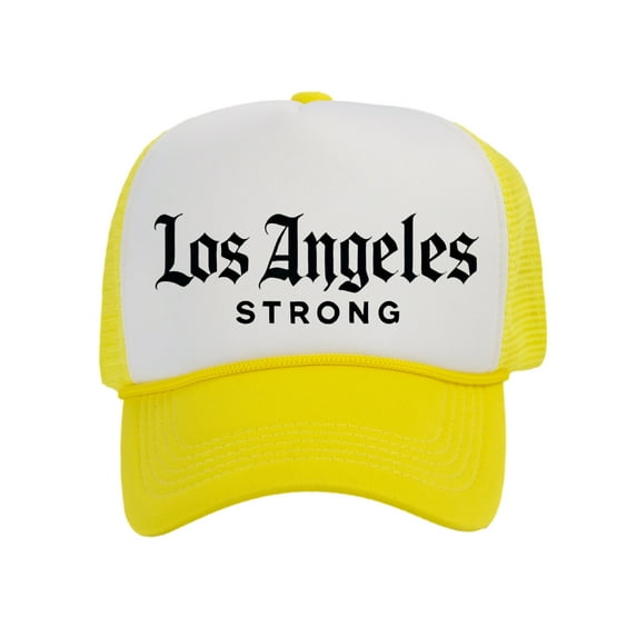 Top Headwear Los Angeles Strong Hat - LA Snapback Trucker Cap White/Yellow