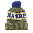 thumbnail image 1 of Top Headwear Los Angeles Winter Striped Beanie w/ Pom - Yellow/Blue, 1 of 4