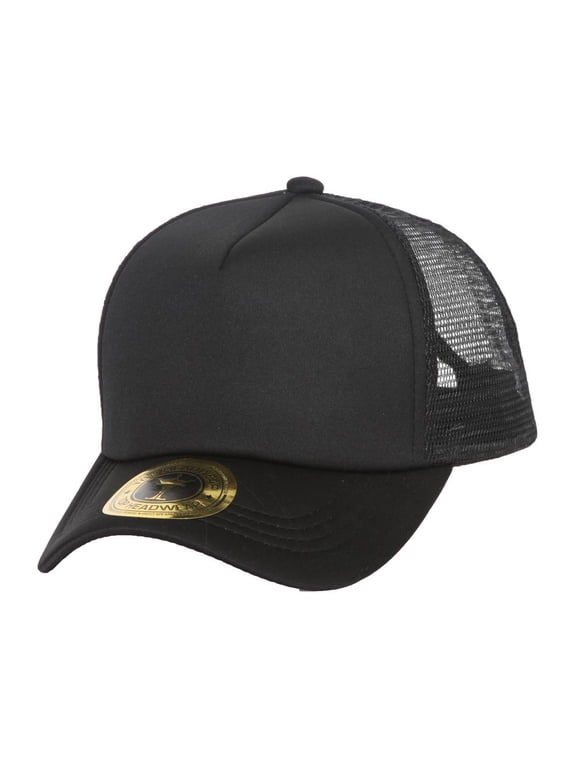 Top Headwear Low Profile Trucker Foam Mesh Hat, Black