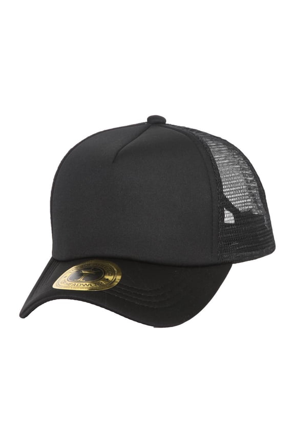 Top Headwear Low Profile Trucker Foam Mesh Hat, Black