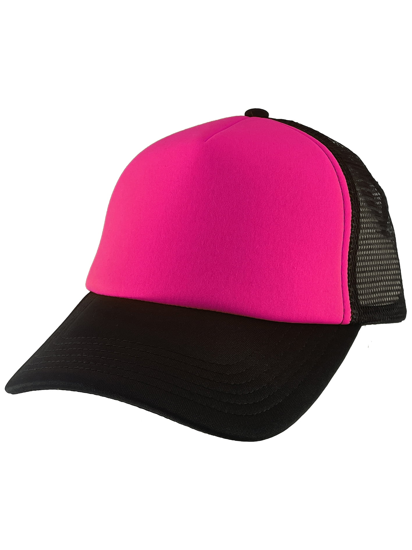 TOP HEADWEAR Low Profile Trucker Hat - Foam Front, Mesh Back, Adjustable Snapback, White/Navy