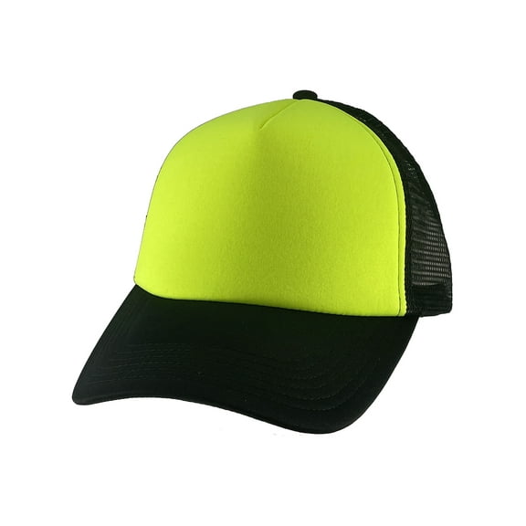 Top Headwear Low Profile Trucker Foam Mesh Hat, Neon Yellow/Black