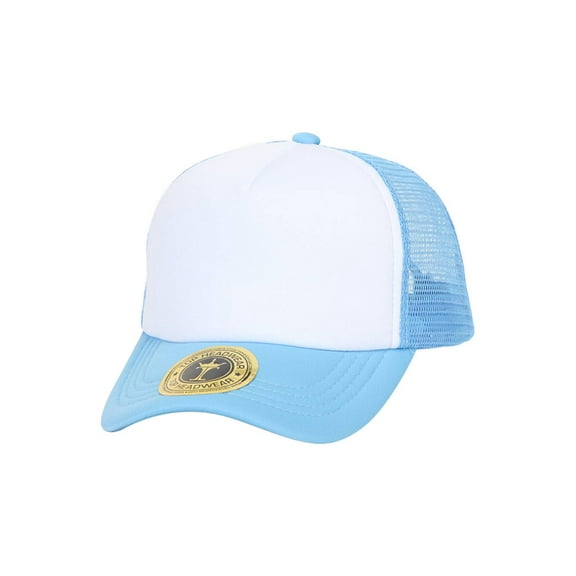 Top Headwear Low Profile Trucker Foam Mesh Hat, Sky/White