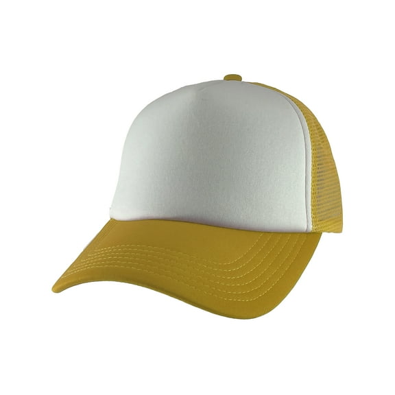 Top Headwear Low Profile Trucker Foam Mesh Hat, White/Gold