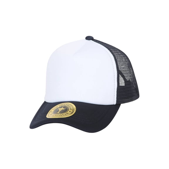 Top Headwear Low Profile Trucker Foam Mesh Hat, White/Navy