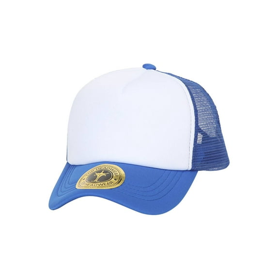 Top Headwear Low Profile Trucker Foam Mesh Hat, White/Royal