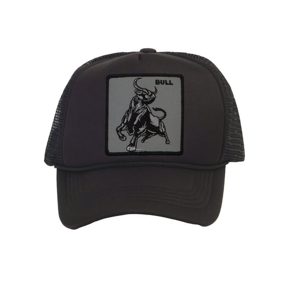 Top Headwear Men's Animal Trucker Hat - Snapback Farm Cap, Bull Black