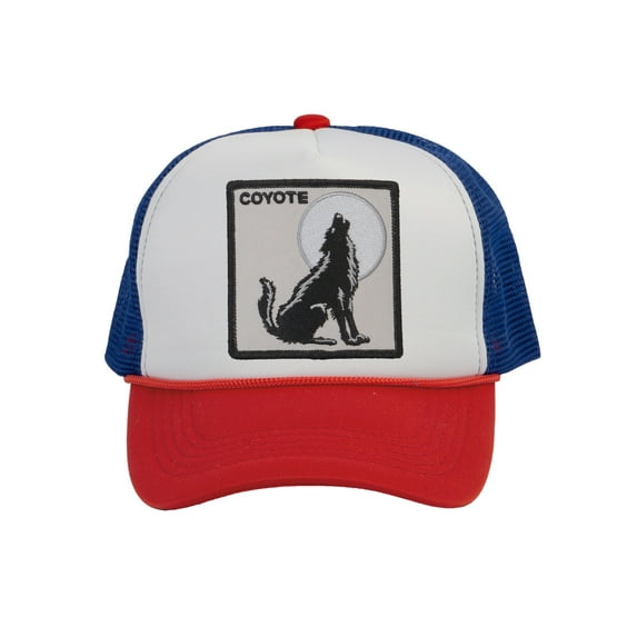 Top Headwear Men's Animal Trucker Hat - Snapback Farm Cap, Coyote White/Red/Ryla