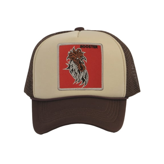 Top Headwear Men's Animal Trucker Hat - Snapback Farm Cap, Rooster Khaki Brown