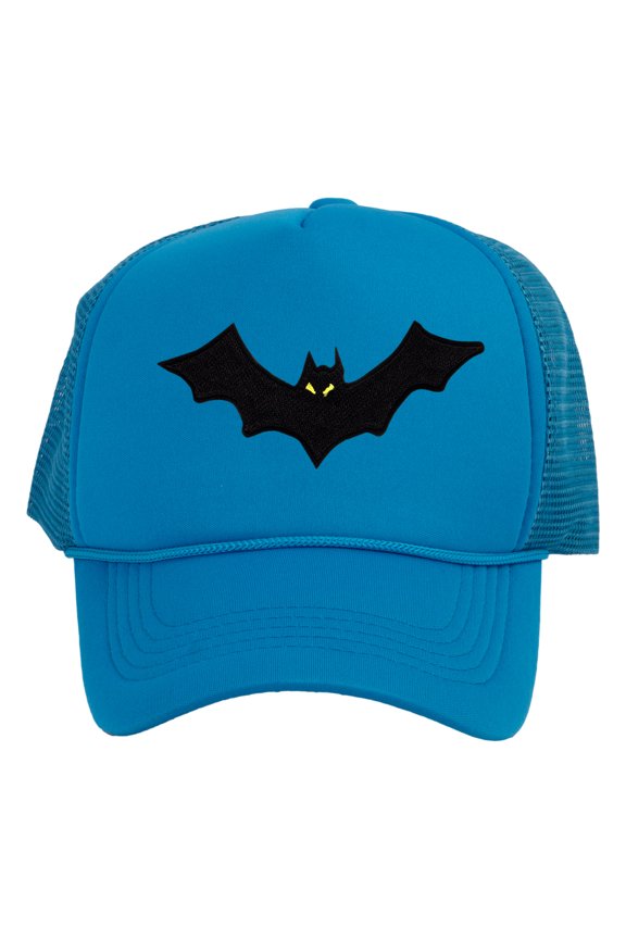 Top Headwear Men's Bat Hat Spooky Holloween Trucker Snapback Cap Aqua Blue