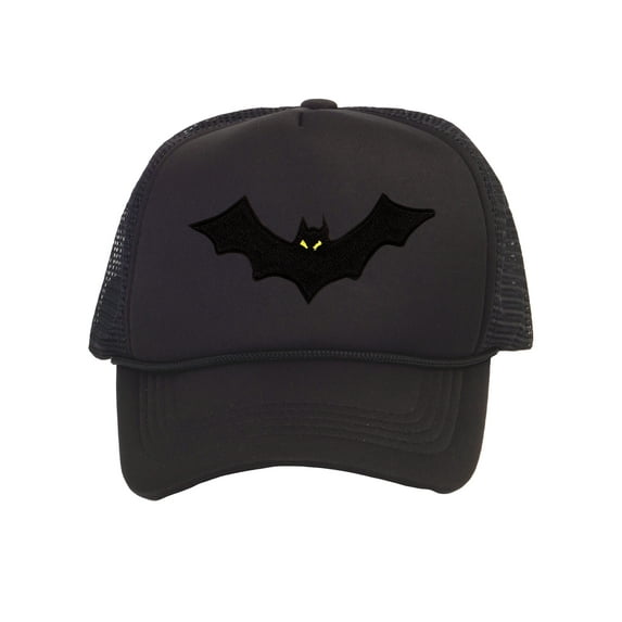 Top Headwear Men's Bat Hat Spooky Holloween Trucker Snapback Cap Black