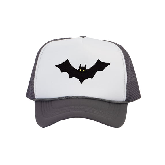 Top Headwear Men's Bat Hat Spooky Holloween Trucker Snapback Cap White/Dark Grey