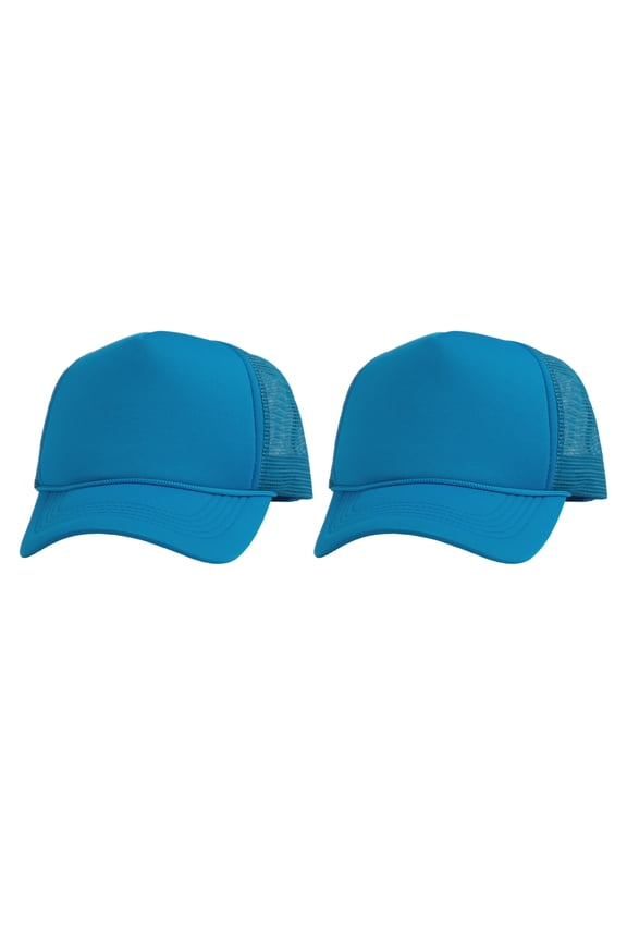 Top Headwear Men's Blank Rope Trucker Foam Mesh Plain Hats, 2PC Aqua