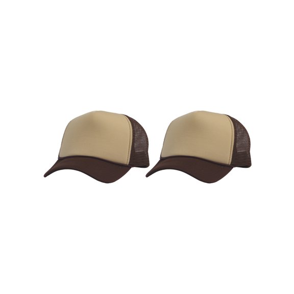 Top Headwear Men's Blank Rope Trucker Foam Mesh Plain Hats, 2PC Khaki/Brown